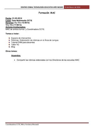 Formación 31 de marzo 2014
