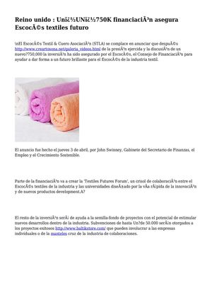 Reino unido : Un�UN�750K financiación asegura Escocés textiles futuro