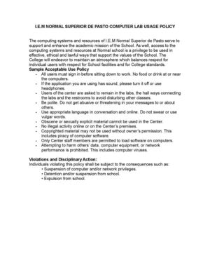 I.E.M Normal Superior Pasto Computer Lab Usage Policy