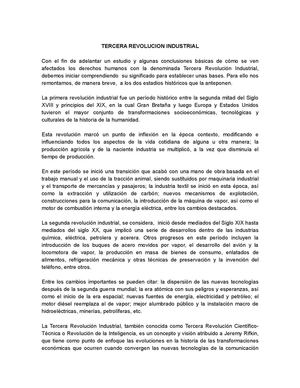 Tercera revolucion industrial en un contexto historico referente a la actulidad nacional en el Estado Colombiano