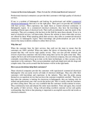 Commercial Electrician Indianapolis – Where To Look For A Professional Electrical Contractor?