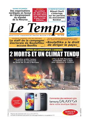 Le Temps d'Algérie Edition du Dimanche 13 Avril 2014