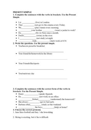 Activities of present simple