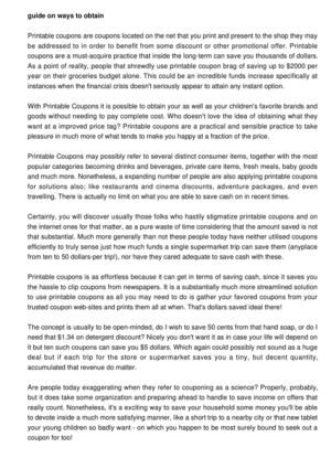 Guide on how to come across and take positive aspects of Printable Coupon