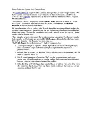 Davidoff cigarettes -Popular Swiss Cigarette Brand 
