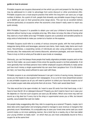 Guide on how to uncover and take positive aspects of Printable Coupon