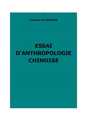 Ch. de Harlez : Essai d'anthropologie chinoise