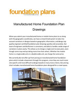 Manufactured Home Foundation Plan Drawings