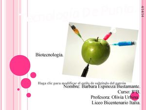 Tercologia de punta: Biotecnología. 