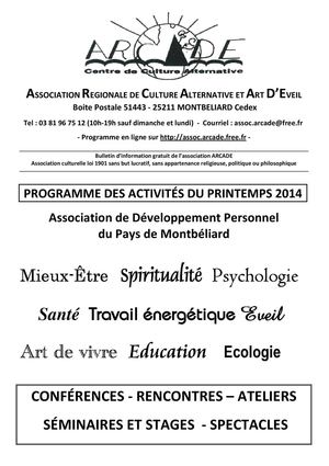 Programme Printeps 2014 Association Arcade