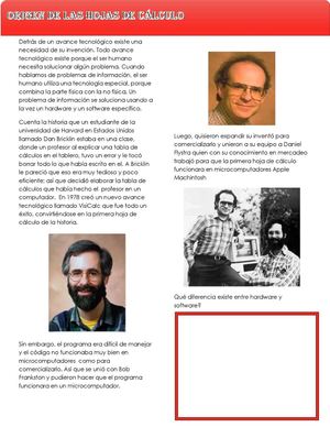 Origen de la hoja de calculo