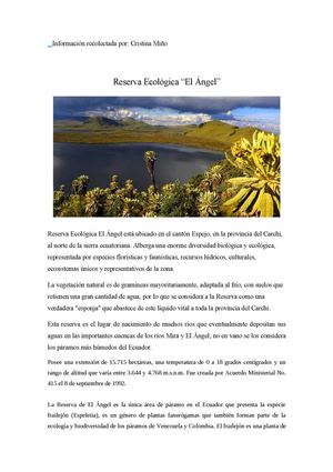 Guia de la Reserva ecológica El Ángel