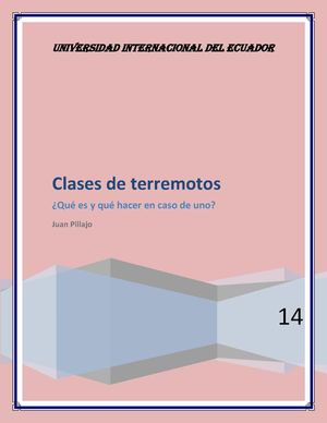CLASES DE TERREMOTOS