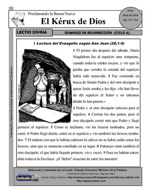 LECTIO DOMINGO de RESURRECCION