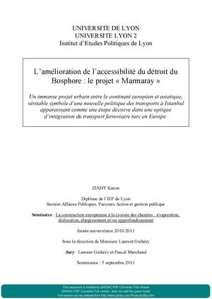 L’amélioration de l’accessibilité du détroit du Bosphore : le projet “Marmaray”