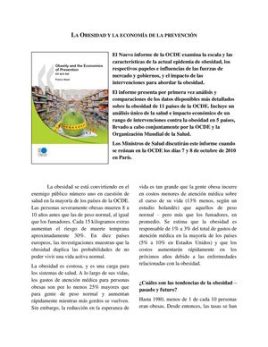 La obesidad y la economia de la prevencion