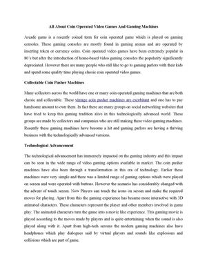 All About Coin Operated Video Games And Gaming Machines