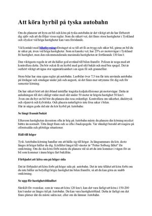 Att köra hyrbil på tyska autobahn