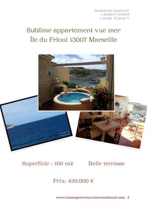 Vente appartement Ile du Frioul 13007 Marseille