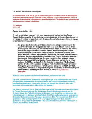 La Historia del Junior de Barranquilla. Tu PAPÁ