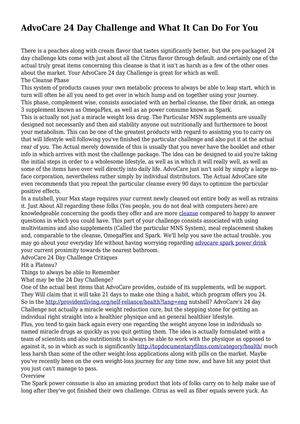 AdvoCare 24 Day Challenge and What It Can Do For You