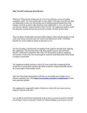 Elite Test 360 Testosterone Boost Reviews