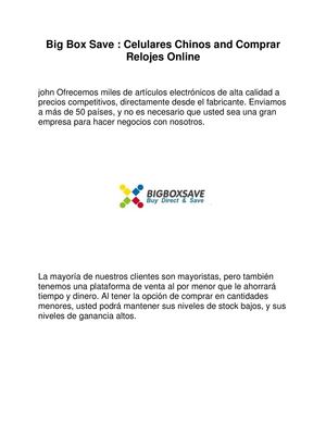 Big Box Save : Celulares Chinos and Comprar Relojes Online