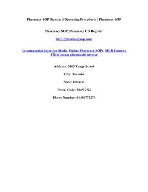 Pharmacy SOP Standard Operating Procedures | http://pharmacysop.com