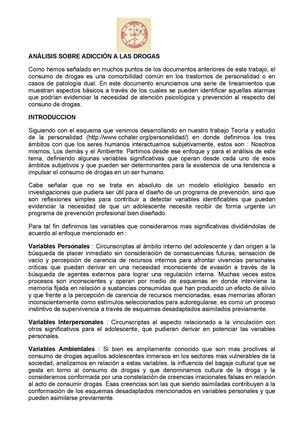 Analisis sobre adiccion a las drogas