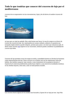 Todo lo que tendrias que conocer del cruceros de lujo por el mediterraneo