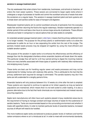 Understanding The Use Of Aerators In Sewage Treatment Plant