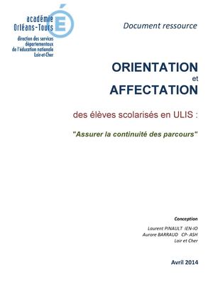 Orientation et affectation des élèves scolarisés en ULIS