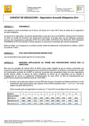 CONSTAT DE DESACCORD – Négociation Annuelle Obligatoire 2014