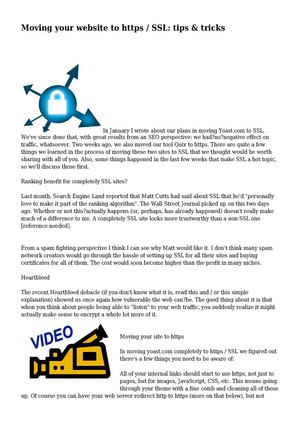 Moving your website to https / SSL: tips & tricks