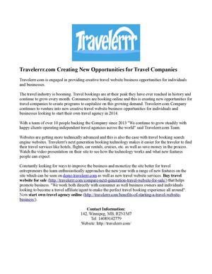  Travelerrr.com Creating New Opportunities for Travel Companies
