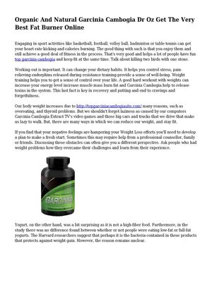 Organic And Natural Garcinia Cambogia Dr Oz Get The Very Best Fat Burner Online
