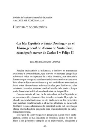 LA ISLA ESPAÑOLA O SANTO DOMINGO EN EL ISLARIO GENERAL DE ALONSO DE SANTA CRUZ