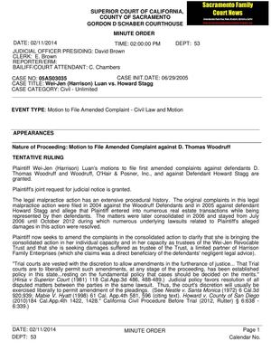 Calaméo - $1 Million Legal Malpractice Lawsuit Against Divorce Attorney  Thomas Woodruff and Woodruff, O'Hair, Posner & Salinger Inc Family Law Firm  - Order Granting Plaintiff Motion to File First Amended Complaint