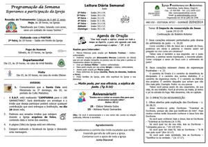 Boletim Semana Igreja Presbiteriana em Andorinhas
