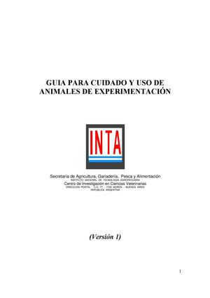 Guía para Cuidado y Uso de Animales de Experimentación
