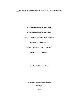 ANALISIS PSICOLOGICO DE LOS CUENTOS, MITOS Y SUEÑOS