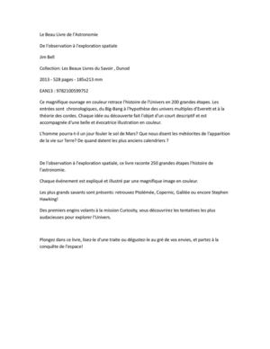 Fiche technique du beau livre de l'astronomie