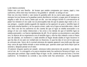 los tres leones cuento.