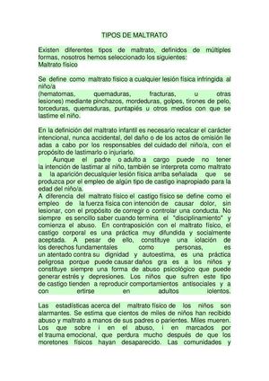 tipos de maltrato