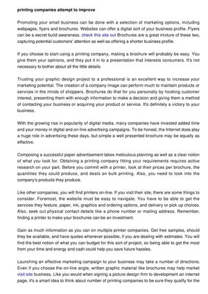 Printing Companies Attempt to Improve Marketing