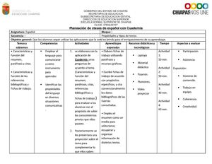 15.- planeacion de clase de español con cuadernia.