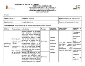 planeacion de clases de español con cuadernia 