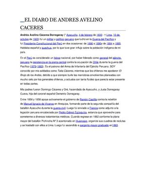 El diario de Andres Avelino Cáceres