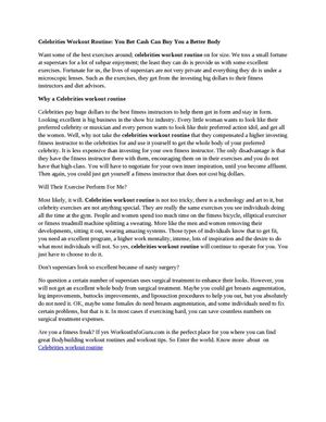  Celebrities Workout Routine: You Bet Cash Can Buy You a Better Body