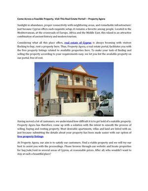 Come Across a Feasible Property. Visit This Real Estate Portal! – Property Agora